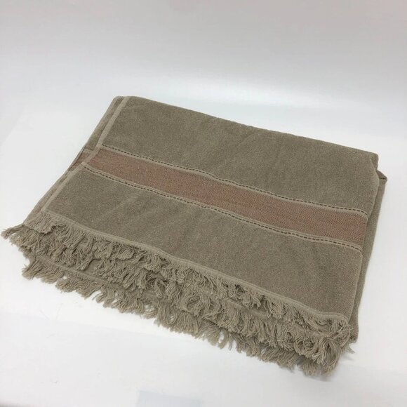 HERMES fringe Yachting logo Beach towel cotton Gray Based - Picture 2 of 15